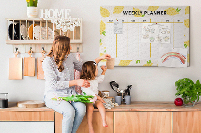Cork memo board Lemons weekly planner