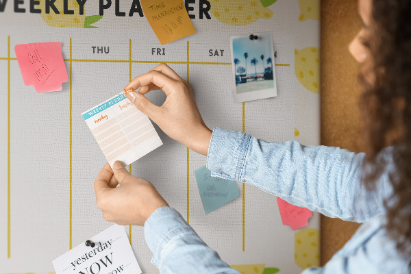 Cork memo board Lemons weekly planner