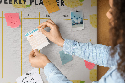 Cork memo board Lemons weekly planner