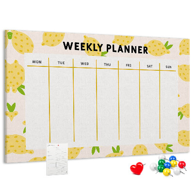 Cork memo board Lemons weekly planner