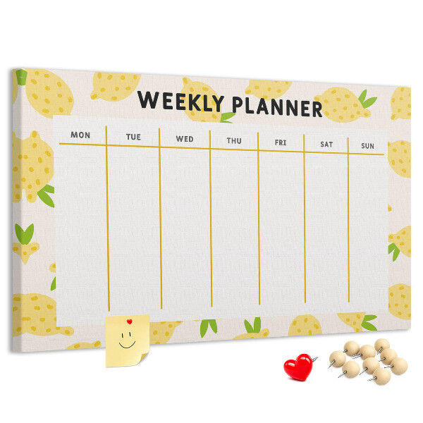 Cork memo board Lemons weekly planner