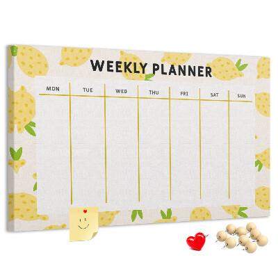 Cork memo board Lemons weekly planner