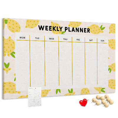 Cork memo board Lemons weekly planner