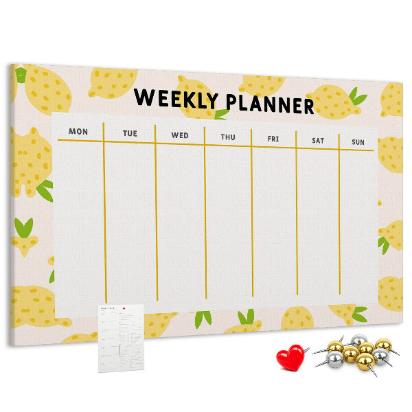 Cork memo board Lemons weekly planner