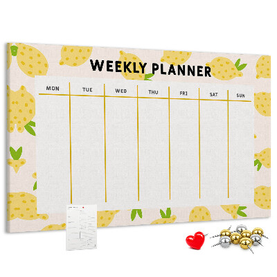 Cork memo board Lemons weekly planner