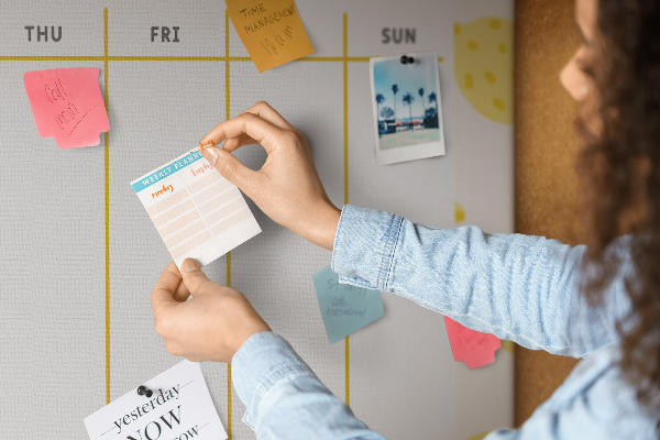 Cork memo board Lemons weekly planner