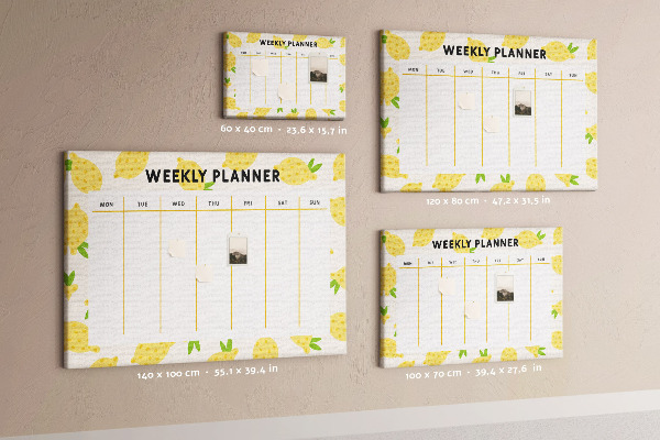 Cork memo board Lemons weekly planner