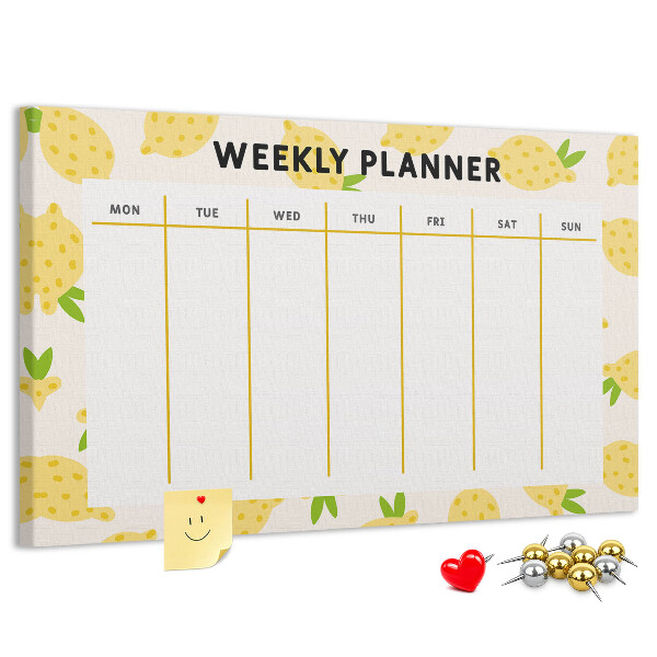 Cork memo board Lemons weekly planner