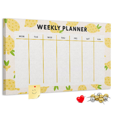 Cork memo board Lemons weekly planner
