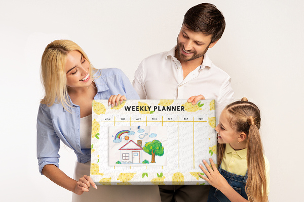 Cork memo board Lemons weekly planner