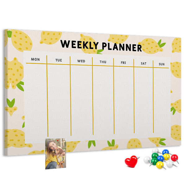 Cork memo board Lemons weekly planner