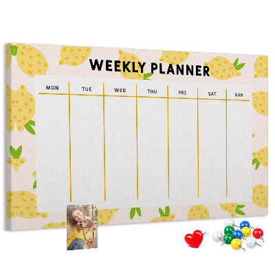 Cork memo board Lemons weekly planner