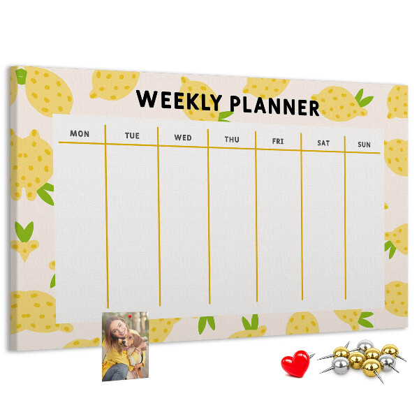 Cork memo board Lemons weekly planner
