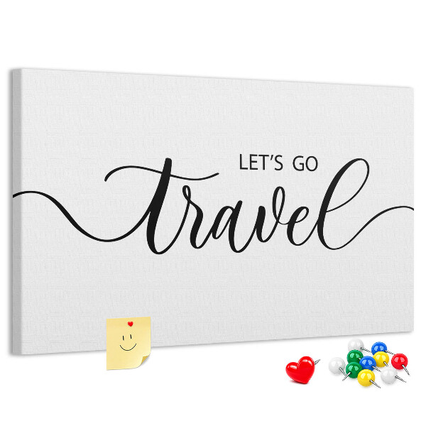 Cork memo board Travel lettering