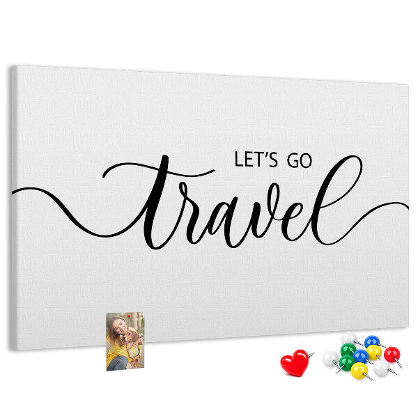 Cork memo board Travel lettering