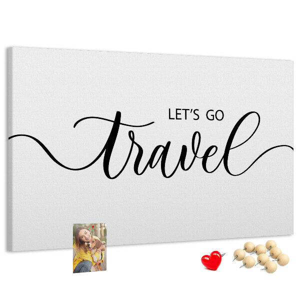 Cork memo board Travel lettering