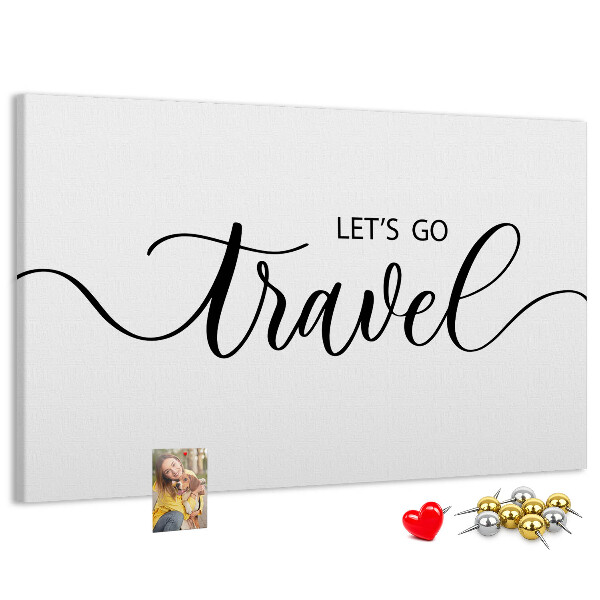 Cork memo board Travel lettering