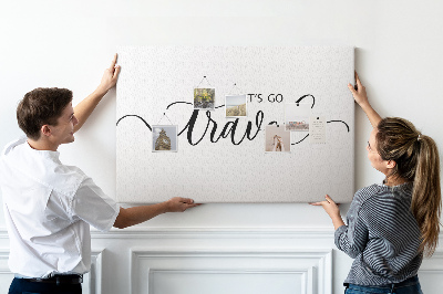 Cork memo board Travel lettering