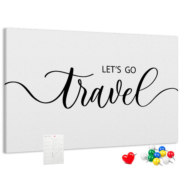 Cork memo board Travel lettering