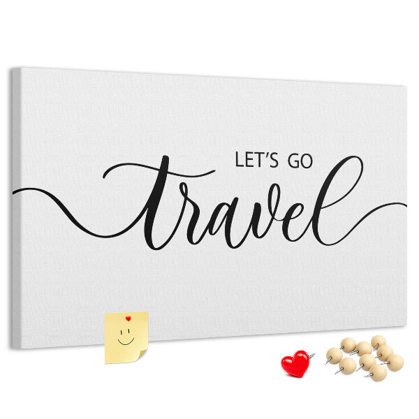 Cork memo board Travel lettering