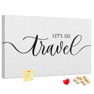 Cork memo board Travel lettering