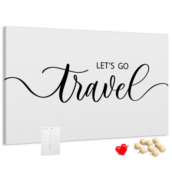 Cork memo board Travel lettering