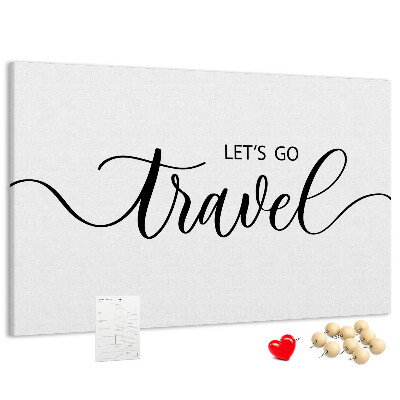 Cork memo board Travel lettering