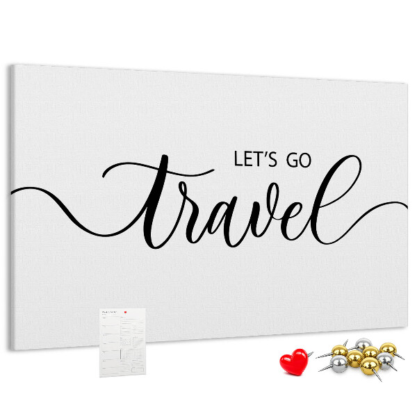 Cork memo board Travel lettering