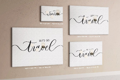 Cork memo board Travel lettering