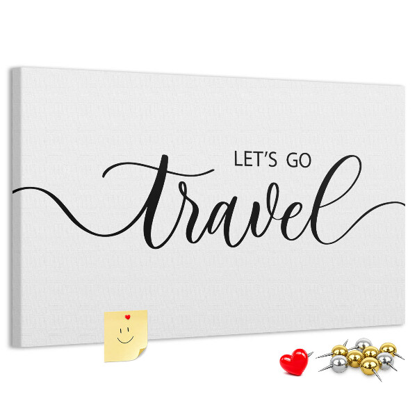 Cork memo board Travel lettering