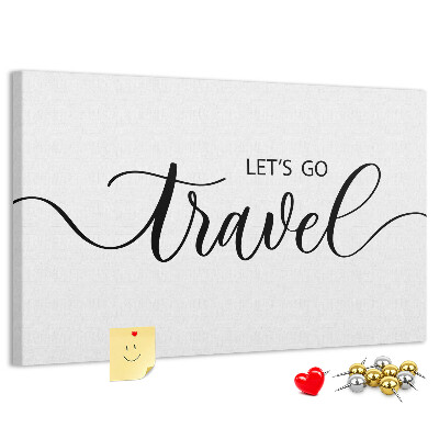 Cork memo board Travel lettering