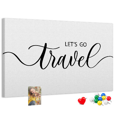 Cork memo board Travel lettering