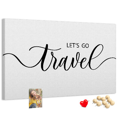Cork memo board Travel lettering