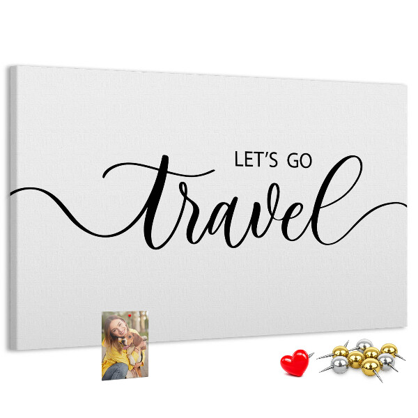 Cork memo board Travel lettering
