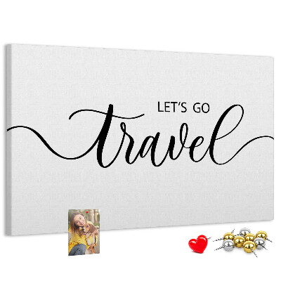 Cork memo board Travel lettering