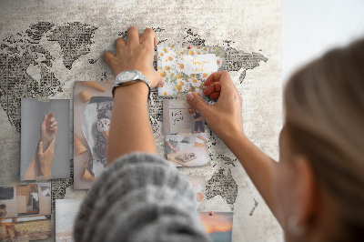 Cork board Newspaper world map