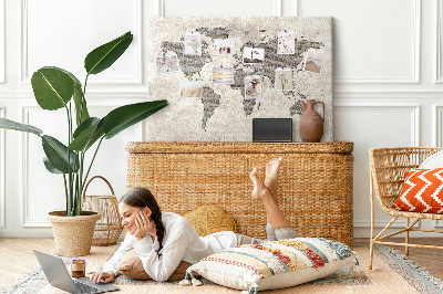 Cork board Newspaper world map