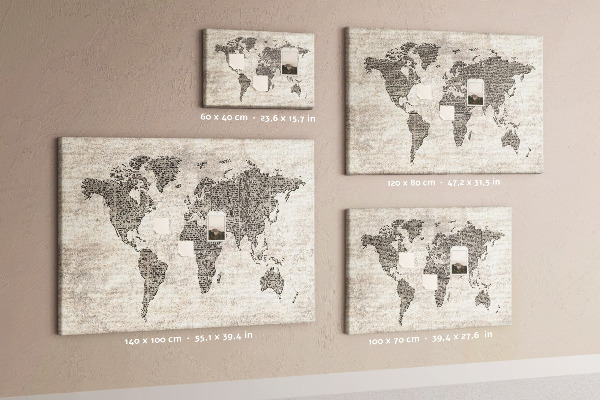 Cork board Newspaper world map