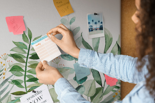 Cork display board Watercolor leaves
