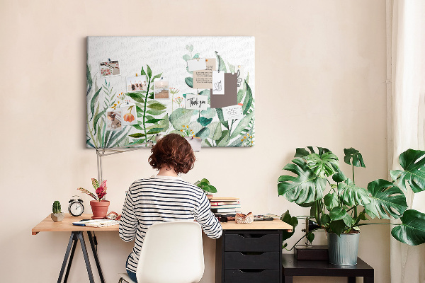 Cork display board Watercolor leaves