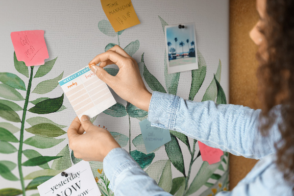 Cork display board Watercolor leaves
