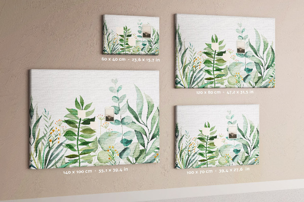 Cork display board Watercolor leaves