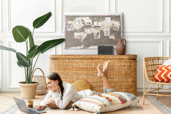 Cork memo board Brown world map