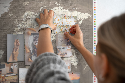 Cork memo board Brown world map