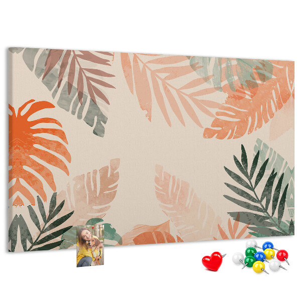 Cork memo board Botanical leaves