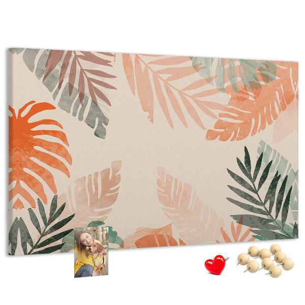Cork memo board Botanical leaves