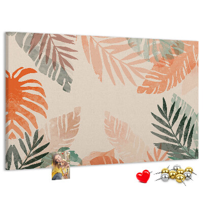 Cork memo board Botanical leaves