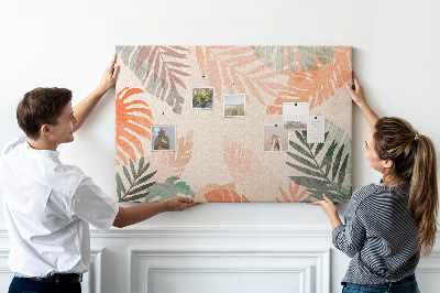 Cork memo board Botanical leaves