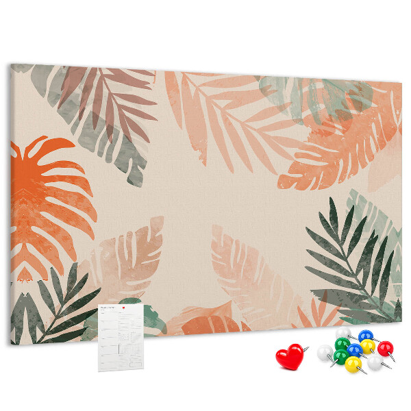 Cork memo board Botanical leaves