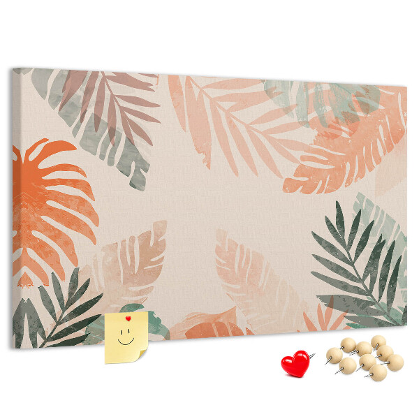 Cork memo board Botanical leaves